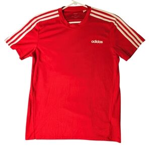 Adidas Men's Climalite Red T-Shirt White Stripes